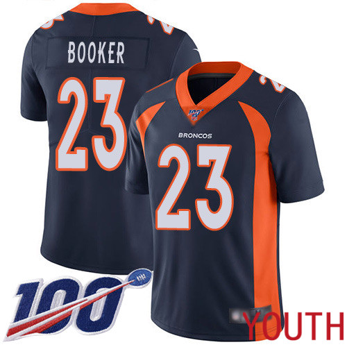Youth Denver Broncos #23 Devontae Booker Navy Blue Alternate Vapor Untouchable Limited Player 100th Season Football NFL Jersey->youth nfl jersey->Youth Jersey